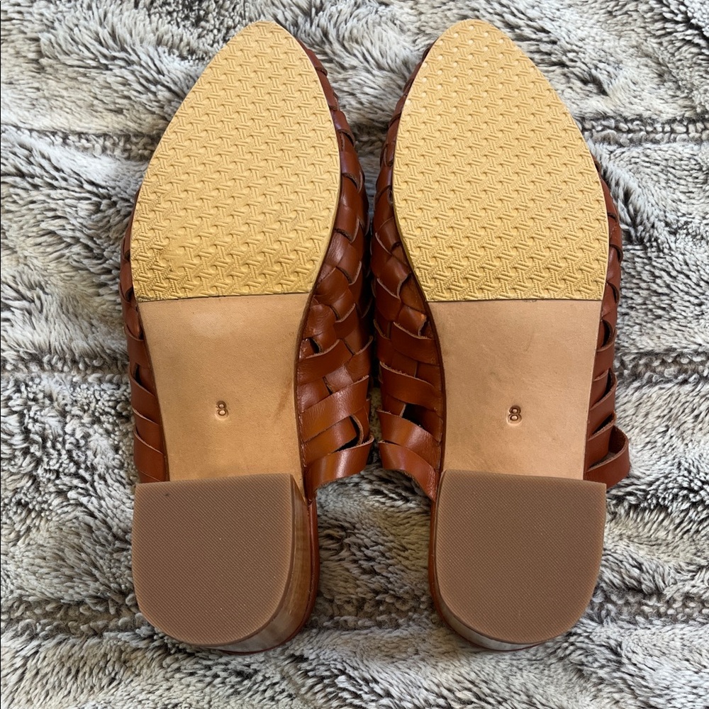 Liberte Women's  Cognac Brown Woven Leather Mules - Picture 4 of 4